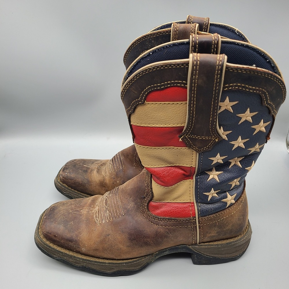 Durango RD4414 Lady Rebel American Flag Western Boots Brown Womens 7.5M